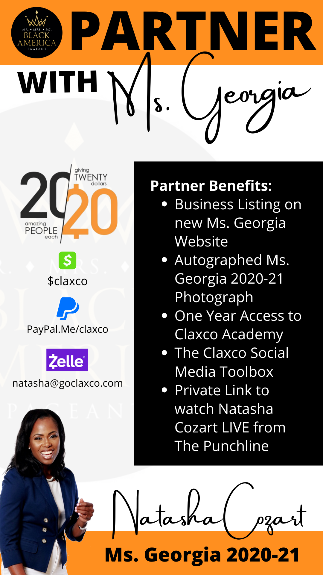 Partner with Ms Georgia, Natasha Cozart